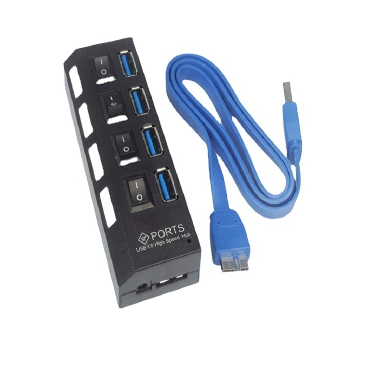 USB 3,0-Hub mit 4 Anschlüssen und ein-/Ausschalter LED-Anzeige 10 % aus