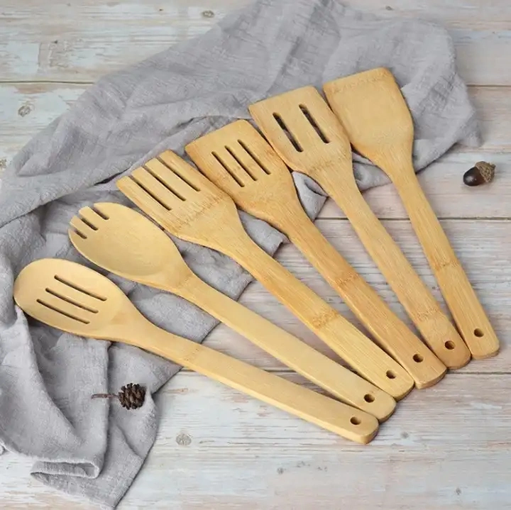 Accessoires de cuisine Spatule en bambou cuillère ustensiles de cuisine ensemble