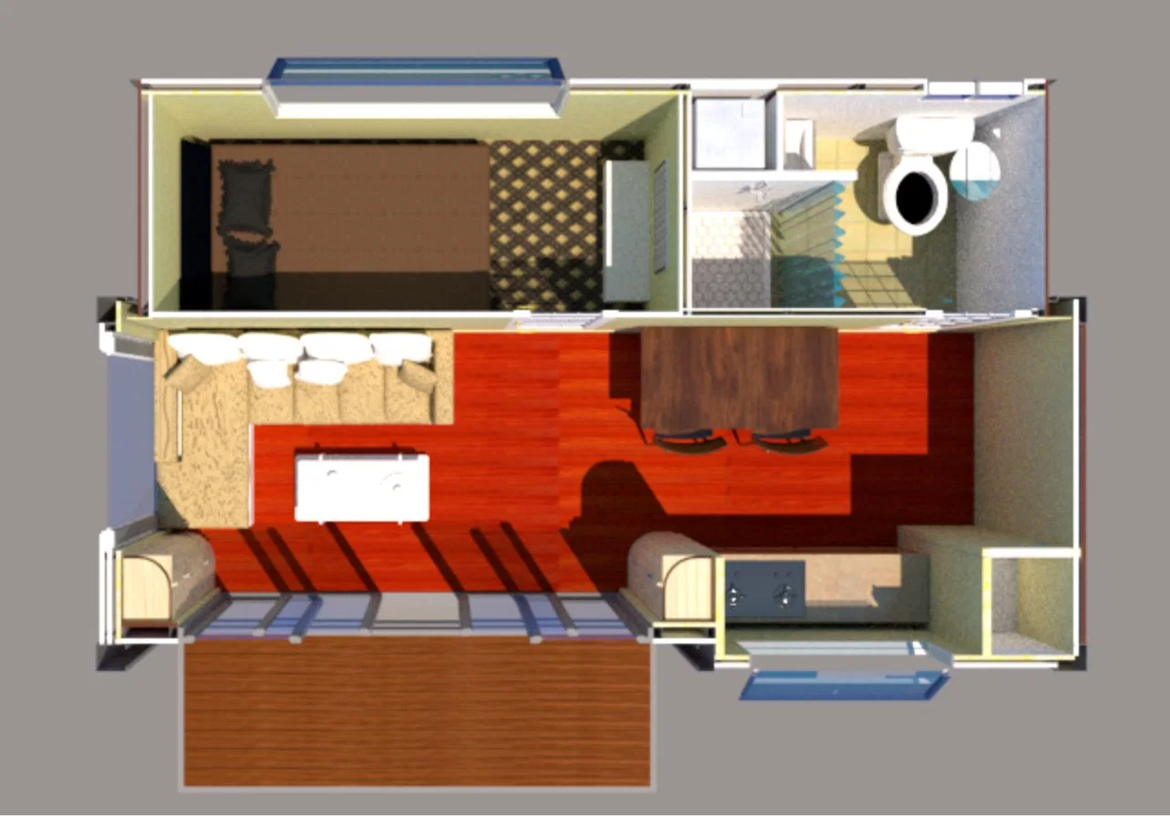 Casa contenedor portátil modular de lujo expandible con paneles solares, con deslizamiento hidráulico y empuje hacia afuera para apartamentos de hotel de moda.