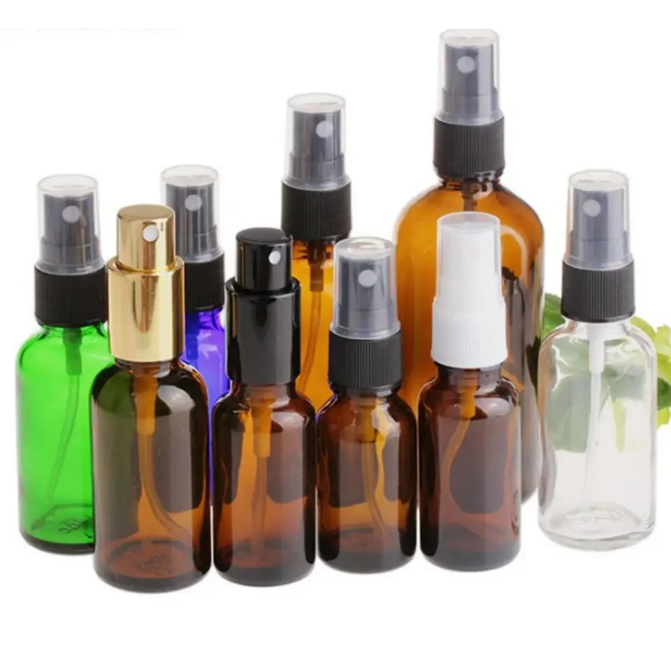 30ml 50ml 100ml Espray de niebla fina para el perfume de aceites esenciales Botellas de vidrio marrones