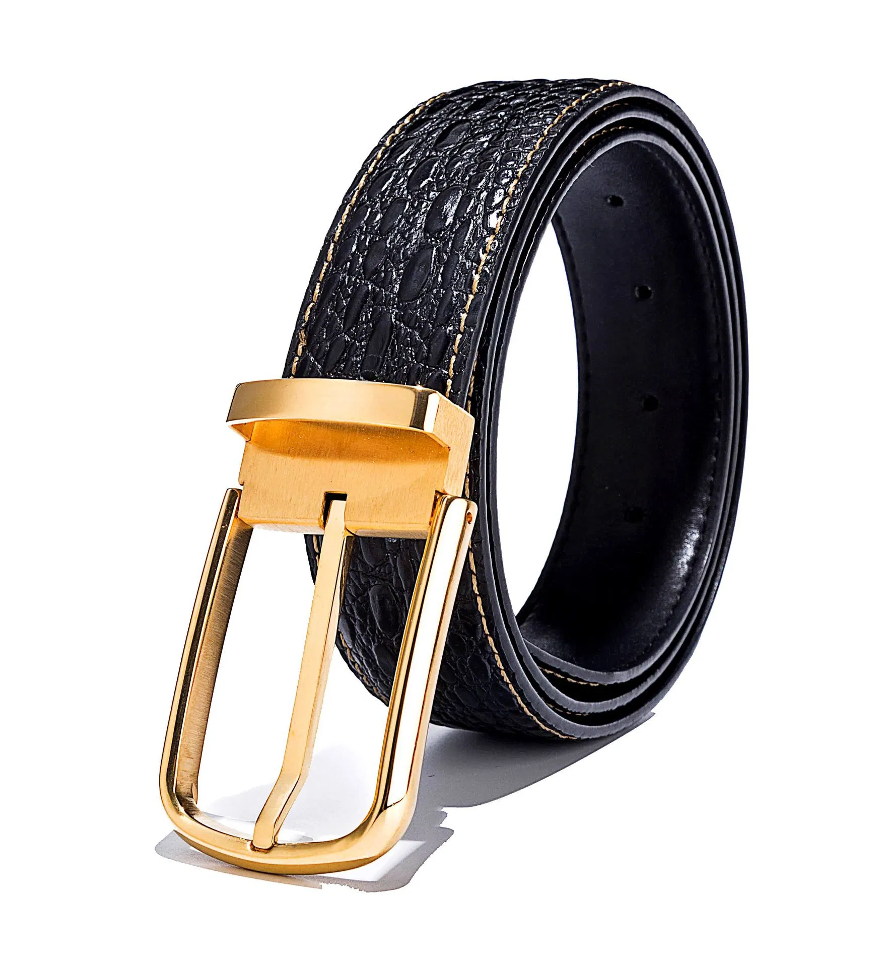 Chinese Men's Fashion Black Cowhide Genuine Leather Belt Men Genuine Pin Buckle Leather Belts