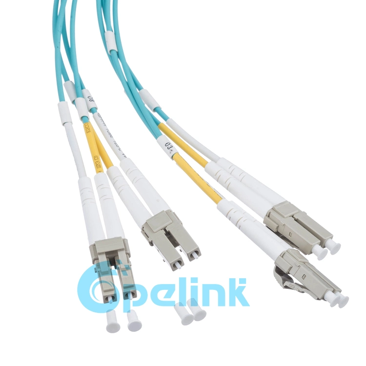 MTP/MPO-LC Om3 Round Cable Fanout 0.9mm Optical Fiber Patch Cord for Fiber Optic Connectorized Components