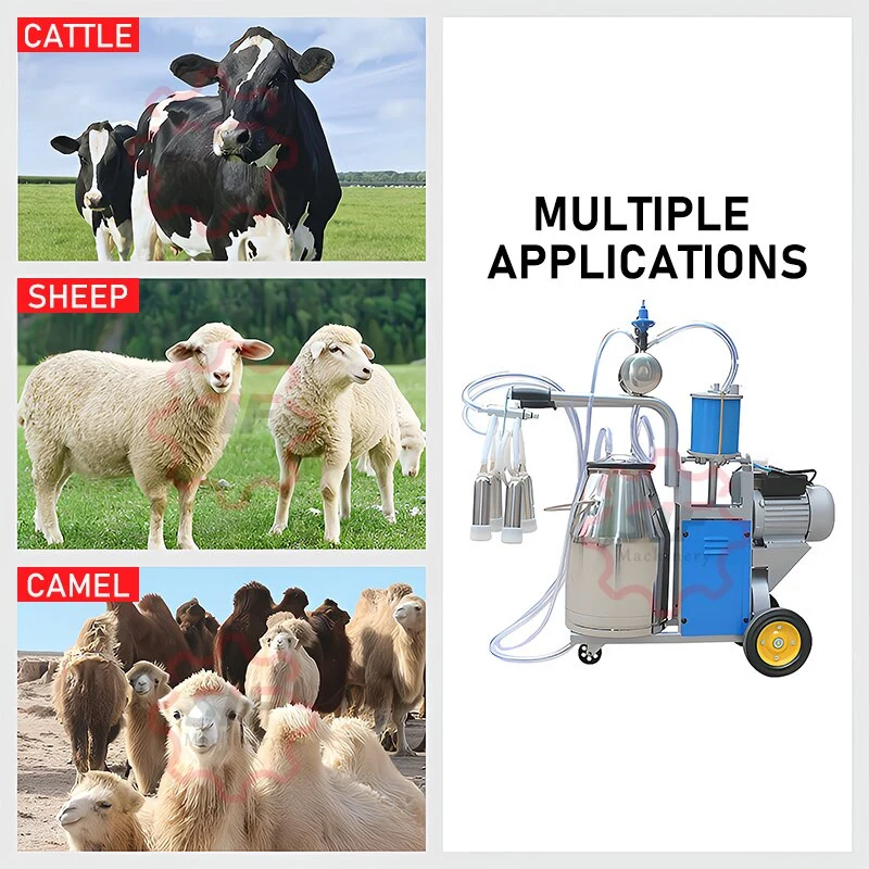 2023 Electric Vacuum Pump Mobile Goat Milking Machine Cow Milking Machine Poultry Farm Equipment