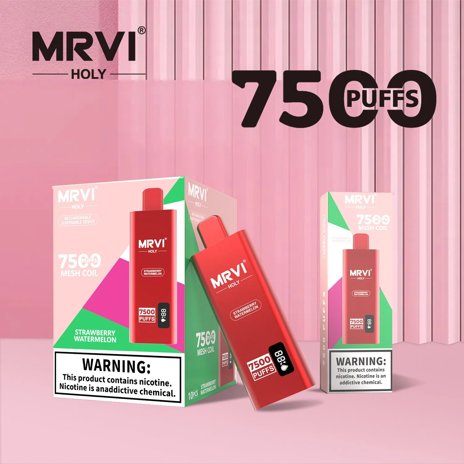 2023 a venda a quente de Mrvi Holy 7500 puffs e-Liquid &amp; Type-C Luzes LED intermitentes recarregáveis elegantes descartáveis Ecig preço reduzido