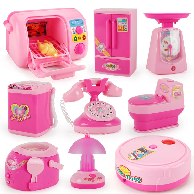 Simulation Distributeur d'eau, Radio, Climatiseur, Fer à repasser, Lampe de poche, Ventilateur, Sèche-cheveux électrique, Bouilloire, Machine à pain, Cuiseur électrique, Four à micro-ondes Jouets d'appareils pour enfants.