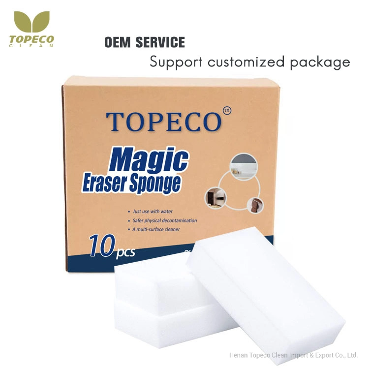 Topeco Logo Customized Print White Magic Melamine Sponge New Style Products Multipurpose