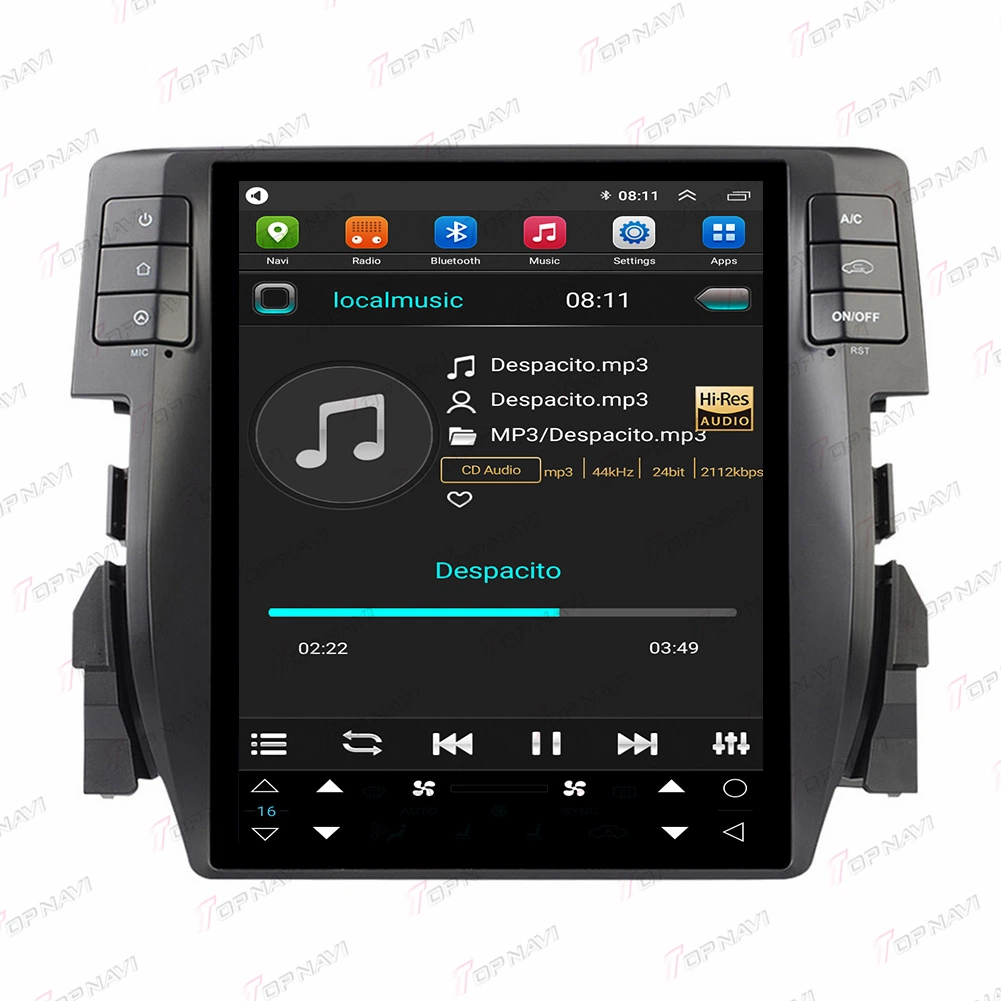 Leitor de DVD para automóvel Android Rádio estéreo para automóvel da Honda Navegação GPS Civic 2016 2017 2018 2019 2020 2021 2022 Leitor de vídeo automóvel do sistema