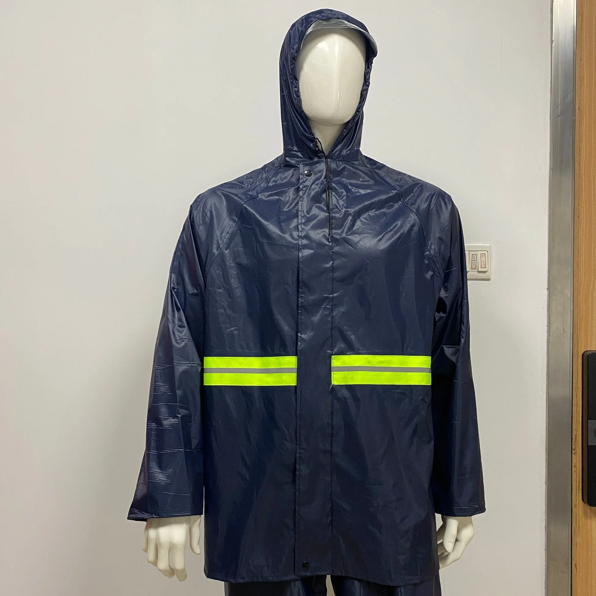 Hi Vis Raincoat PVC Raincoat Polyester Rain Suit PU Rain Wear Guangzhou