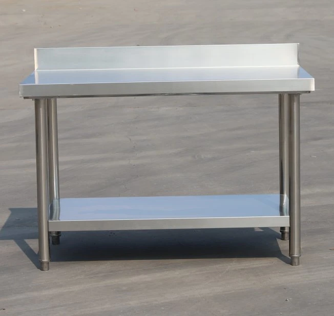 Table de préparation de cuisine en acier inoxydable pour équipement de restauration commerciale réglable en hauteur de 0,6 m, 0,8 m, 1,0 m, 1,2 m, 1,5 m avec dosseret.