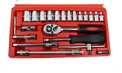 Outils à main prix d'usine pour utilisation intensive, édition standard, 46 pièces Kit d'outils de réparation automobile jeu de clés à douille avec boîte en plastique Jeux d'outils