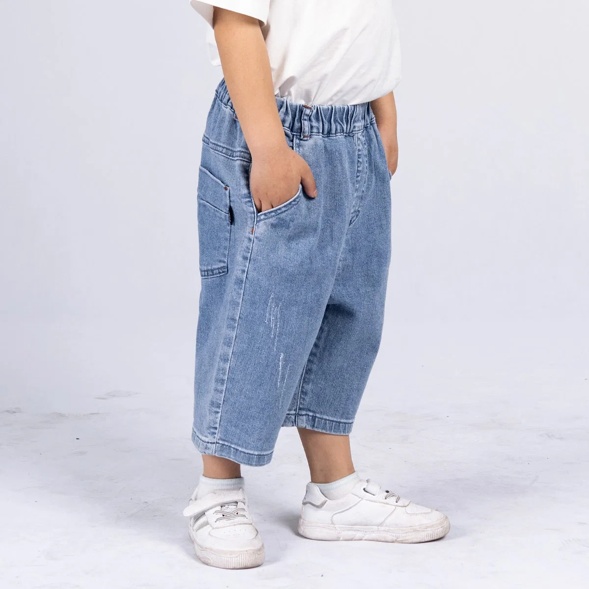 Custom 2023 Summer Children Wholesale/Supplier Fashion Print Casual Boys Denim Pants