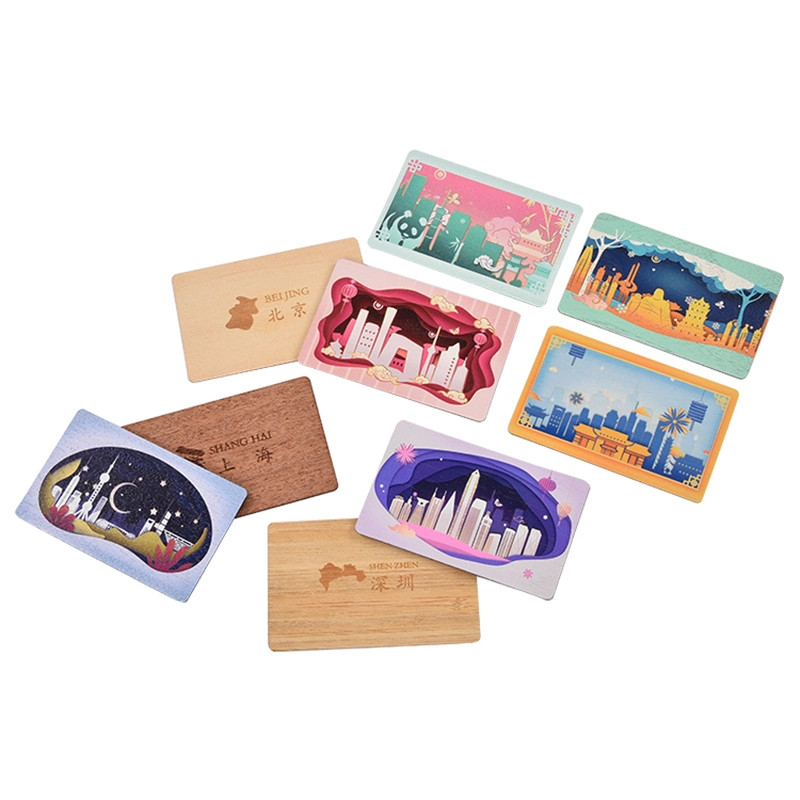 Cartão de membro ecológico material de madeira cartões de oferta empresariais NFC