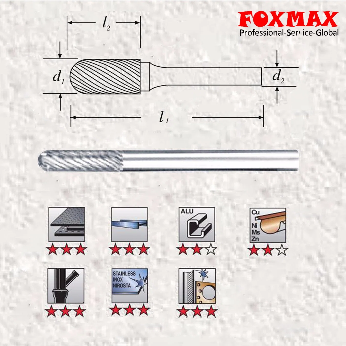 Cydinder with Radius End Carbide Rotary Bur (FXD-71)