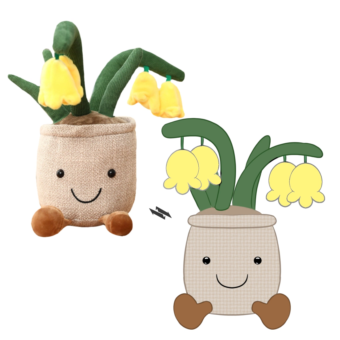 Dekoration Topfed Sukkulenten Gefüllte Pilz Plüsch Spielzeug Blume Grün Pflanzen Kundenspezifisches Plushie