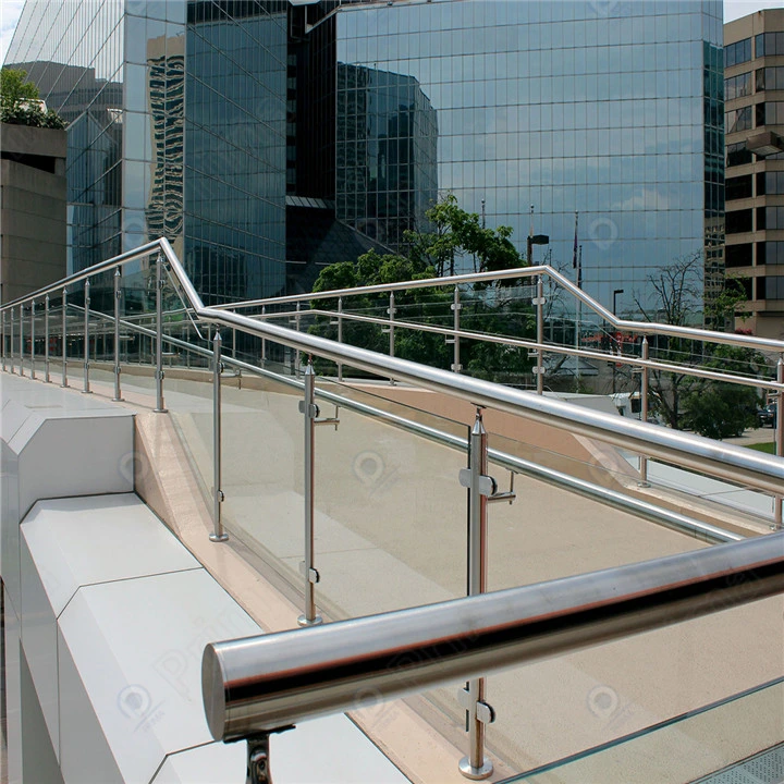 Modern Glass Handrail Railing for Straight Staircase Stair Stainless Steel Post Railing