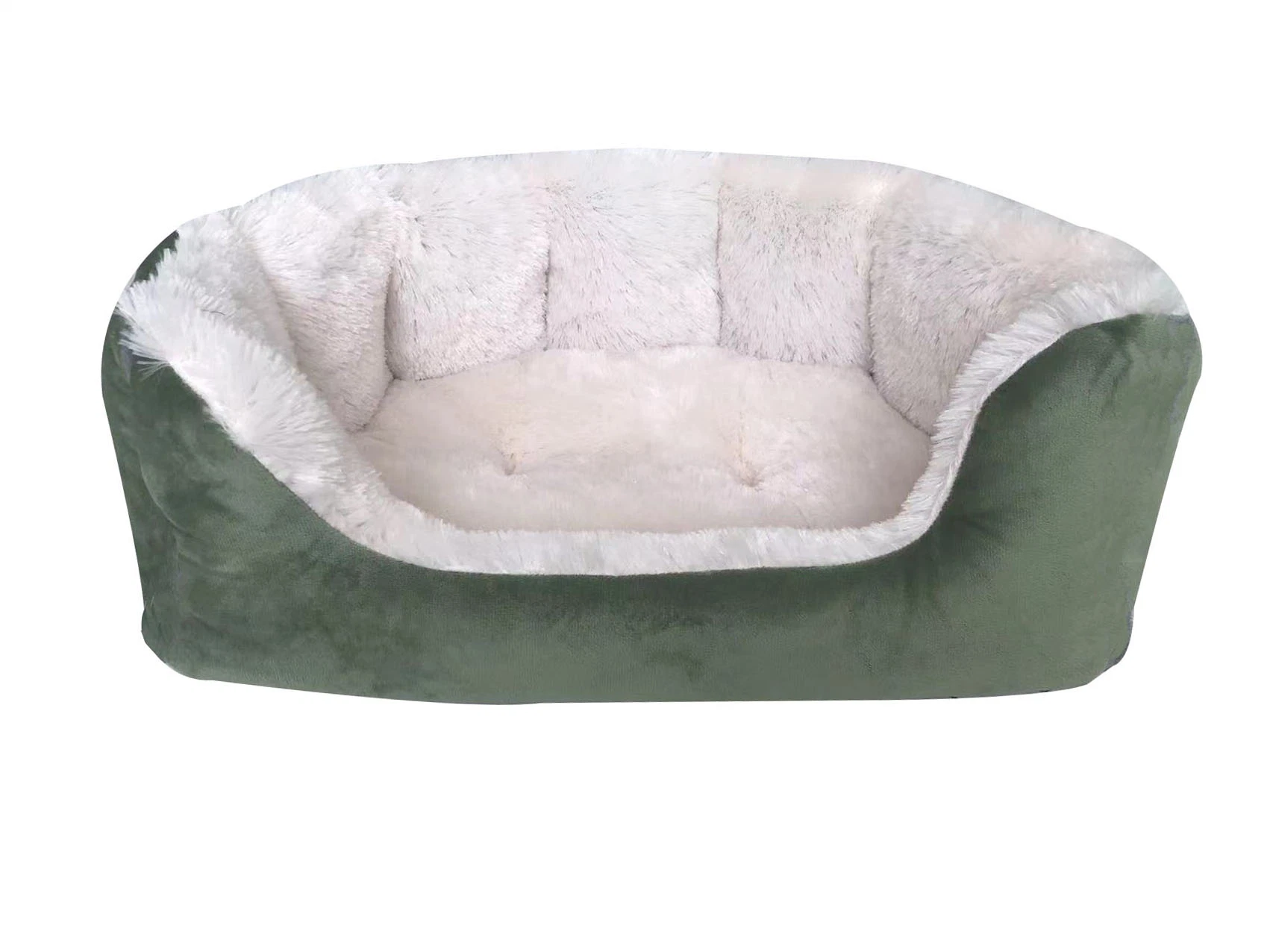 سترة ناعمة خضراء من قماش Fleece Offwhite Needle Fur Pet Bed