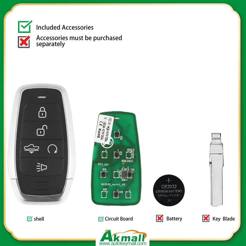 Autel Maxilm Standard Style Ikeyat005al Universal Smart Remote Car Key 5 Buttons