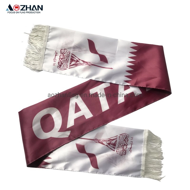 Las ventas de caliente Fútbol personalizado Bufandas Bufanda Ventilador de Qatar de Fútbol de Alemania Bélgica España equipo deportivo de la impresión de poliéster Bufandas