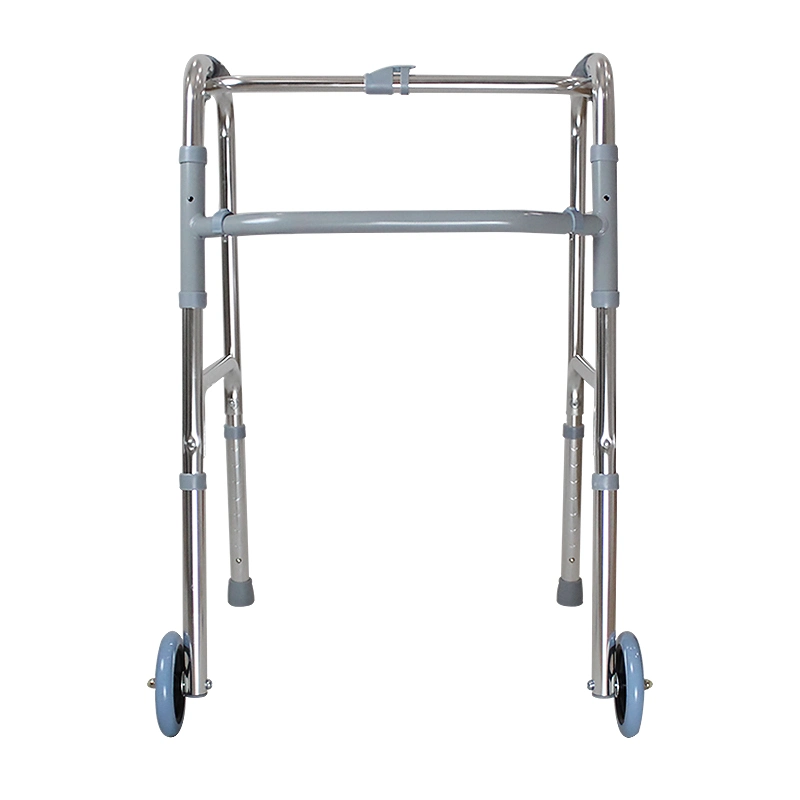 Andador plegable de aluminio de productos médicos con bastidor de altura ajustable