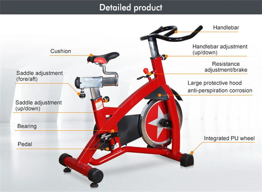 Factory Newest Commercial Gym Club Use Red iPad Holder Safe and Stable Fitness Gym Equipment Cycling Exercise Spinning Bike Exercise Spin Bike