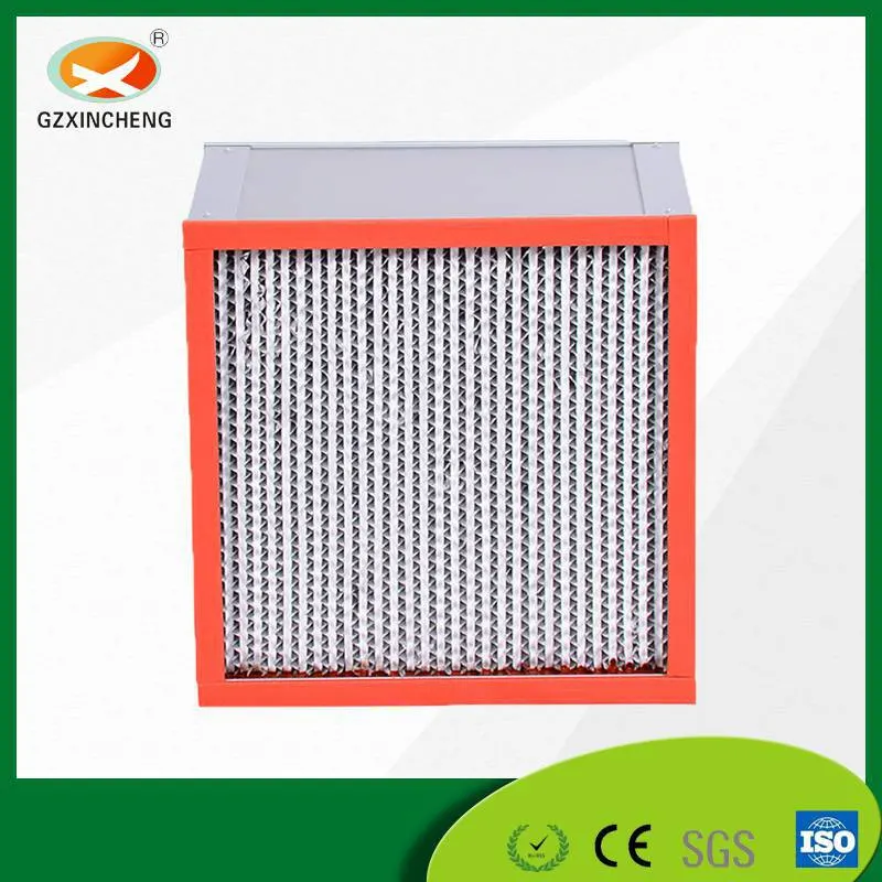 High Temperature Resistance Pleated Fiber Glass HEPA Filter with Galvanized Frame