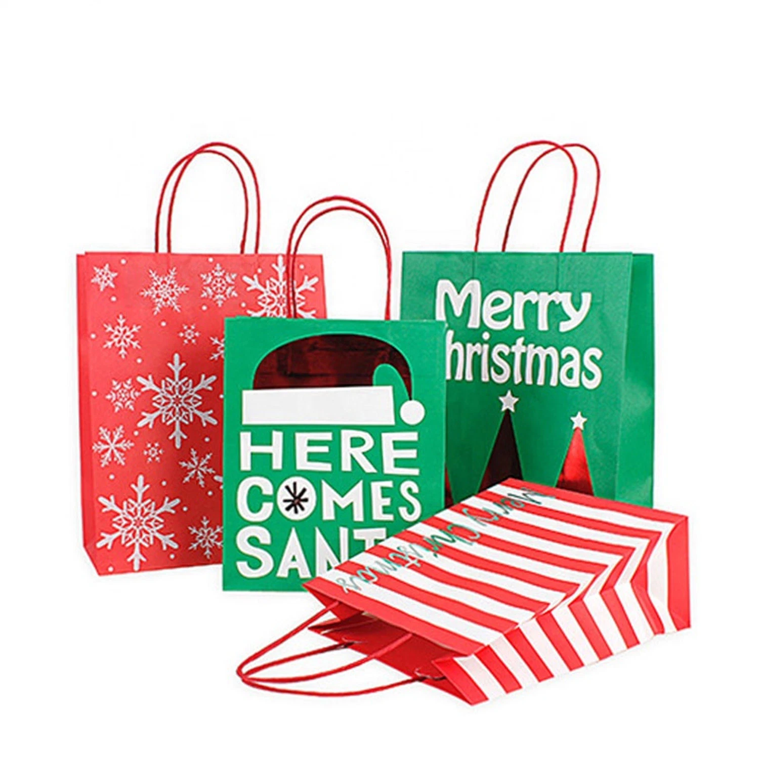 Biodegradable Environmentally Friendly Kraft Paper Shopping Bag Christmas Printing Paper Gift Bag Craft Boutique