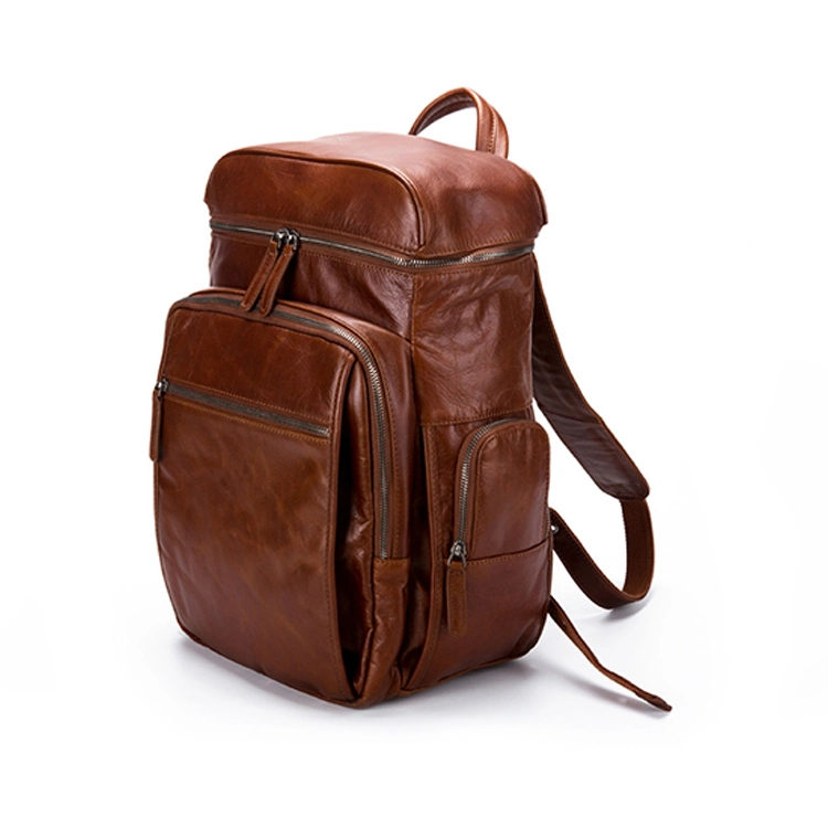 2020 Fashion Design Factory Price Good Quality Genuine Leather School Backpack Bag for Men