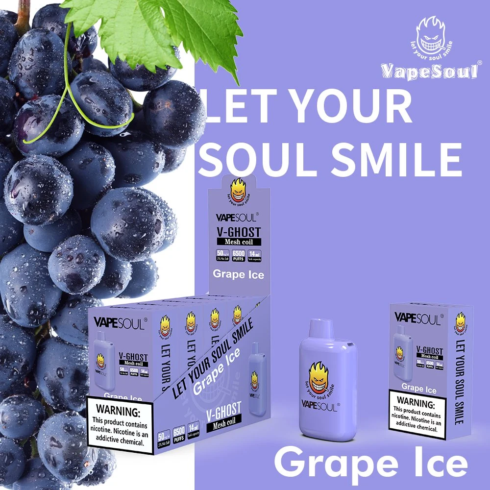 Wholesale Vapesoul Grape Ice 6500 Puffs Mesh Coil Disposable Vape