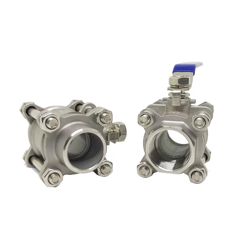 Cast Steel/Stainless Steel High Pressure Three Pieces Ball Valve Thread/Screw 2000wog Pneumatic Valve Double/Single Acting