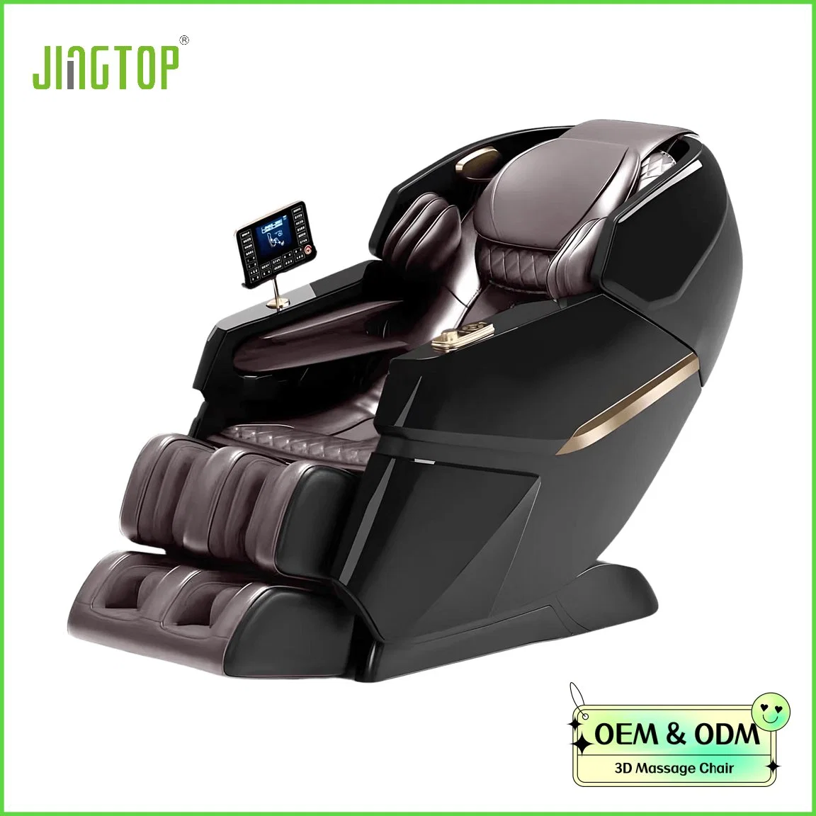 Jingtop OEM 3D Nouveau Design Chaise à Coussin d'Air pour Tout le Corps en Cuir PU Machine de Massage avec Écran LCD de Contrôle