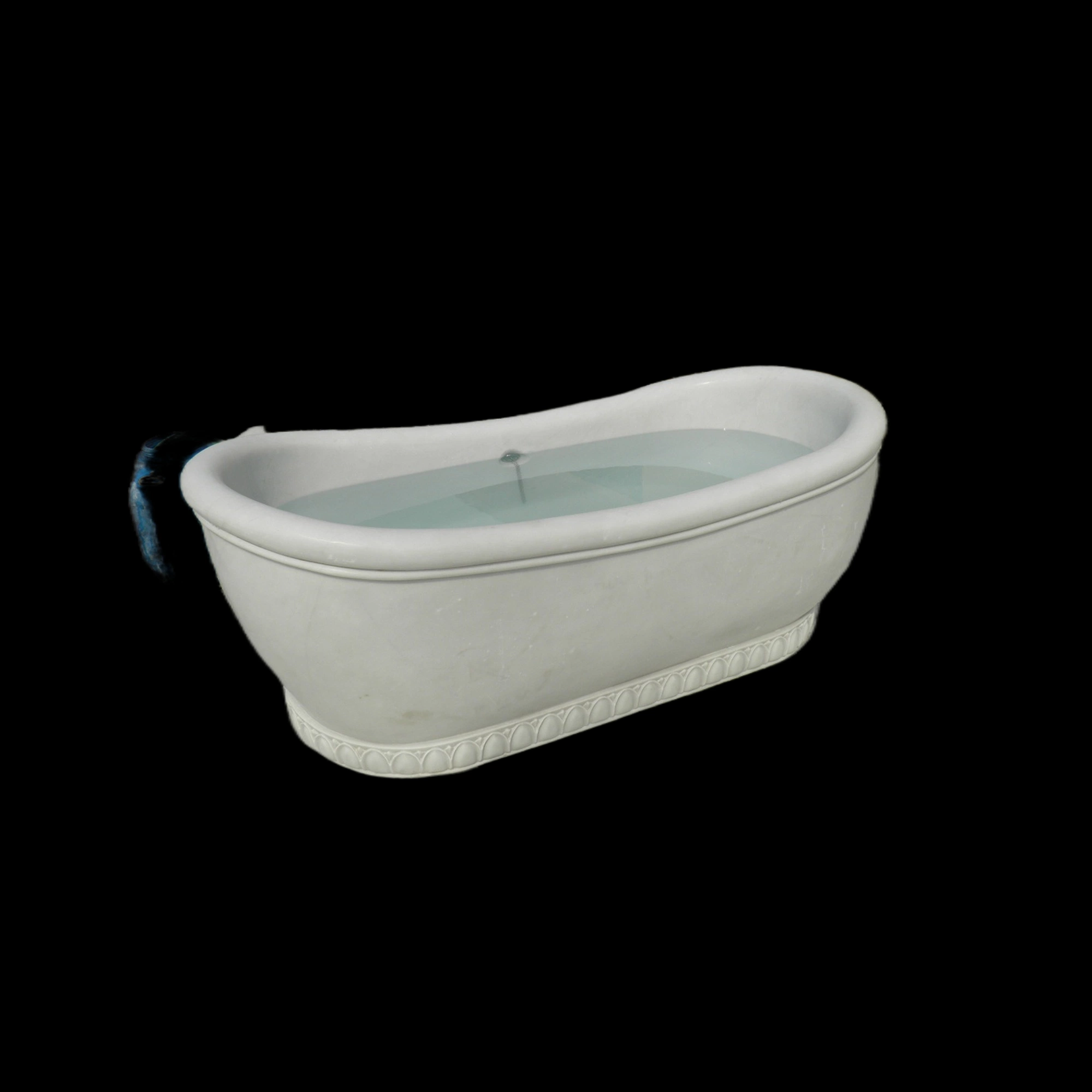 White Marble Carving Oval Bathtub