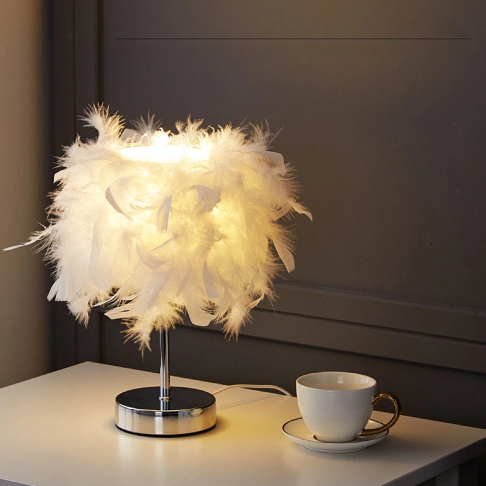 E27 Table de chevet lampe LED lampe de table de plumes romantique de plumes (WH-MTB-56)