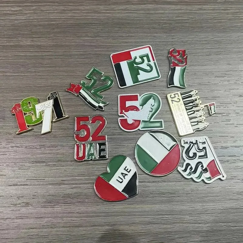 2023 New Product VIP UAE 52 National Day Metal Lapel Pins Badges Asny 52 UAE Scarf Embroidered Gifts Mobile Phone Sticker