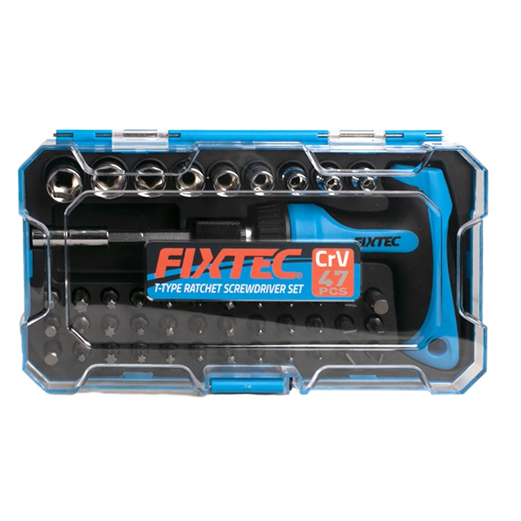 Juego de herramientas de mano Fixtec 47PCS Juego de destornilladores de carraca tipo T CRV