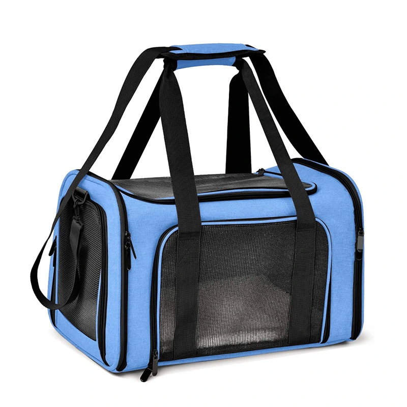 Custom Color Logo Airline Approved Foldable Portable Soft Pet Carrier Dog Cat Travel Bag