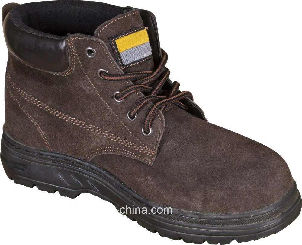 Anti-Cowhide and Black Oxford Safety Shoe with Steel Toe Cap