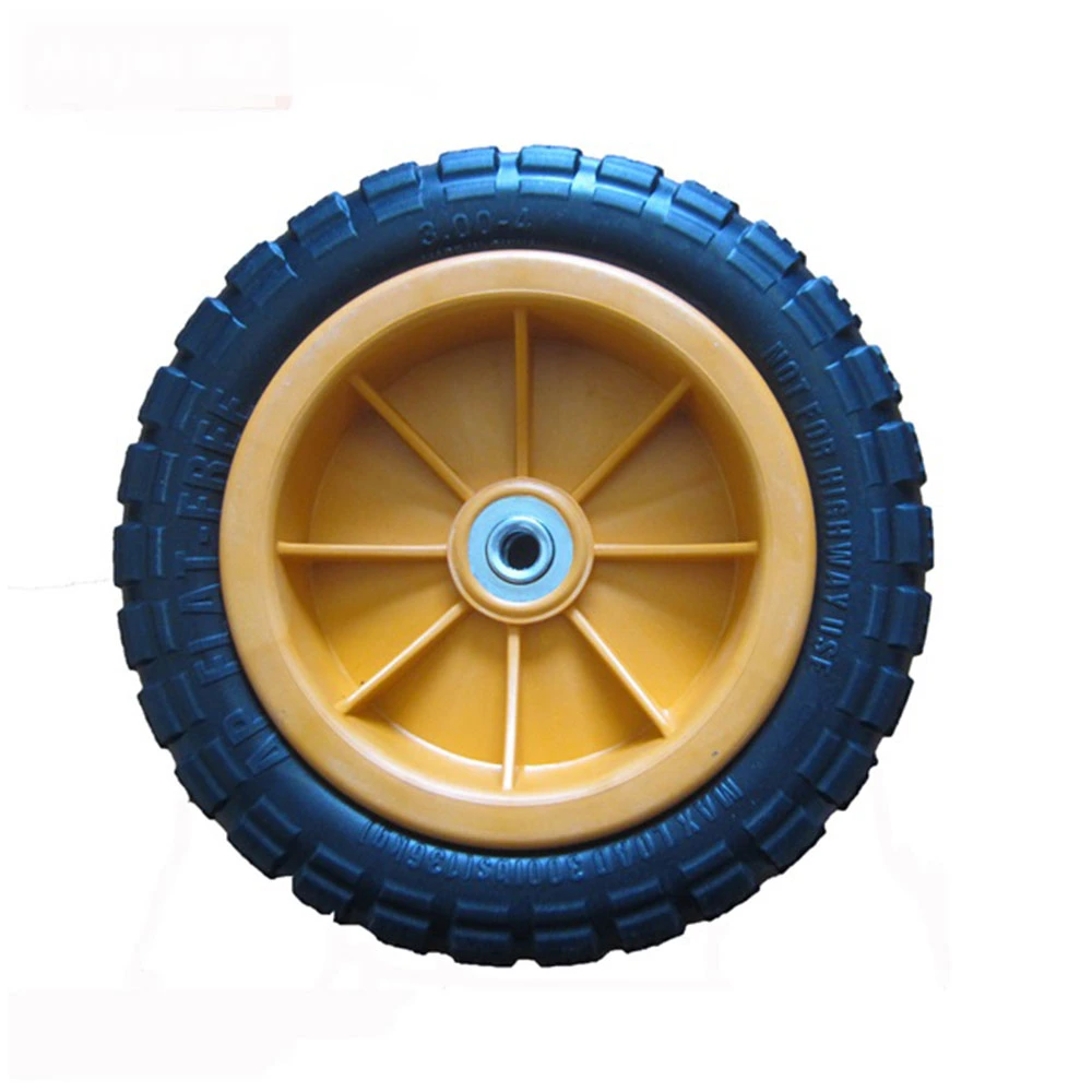 High Load Capacity Puncture Free Trolley Wheel 10 Inch Beautiful Plastic Spoke PU Foam Wheel