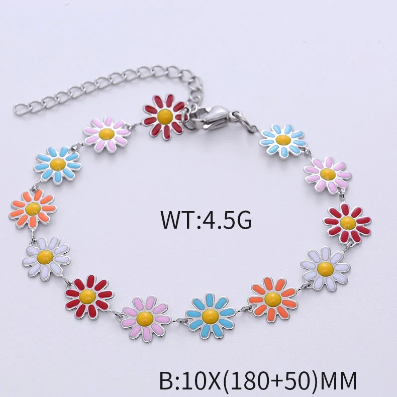 Fashion Geometry Daisy Bracelet Stainless Steel Adjustable Women's Bracelet