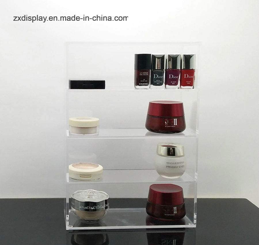 4 Tiers Acrylic Personal Care Cosmetics Storage Rack with Door