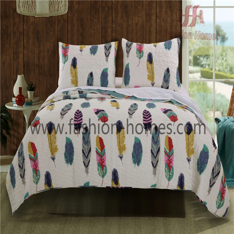 Floral and Birds Print Quilt Coverlet Bedding