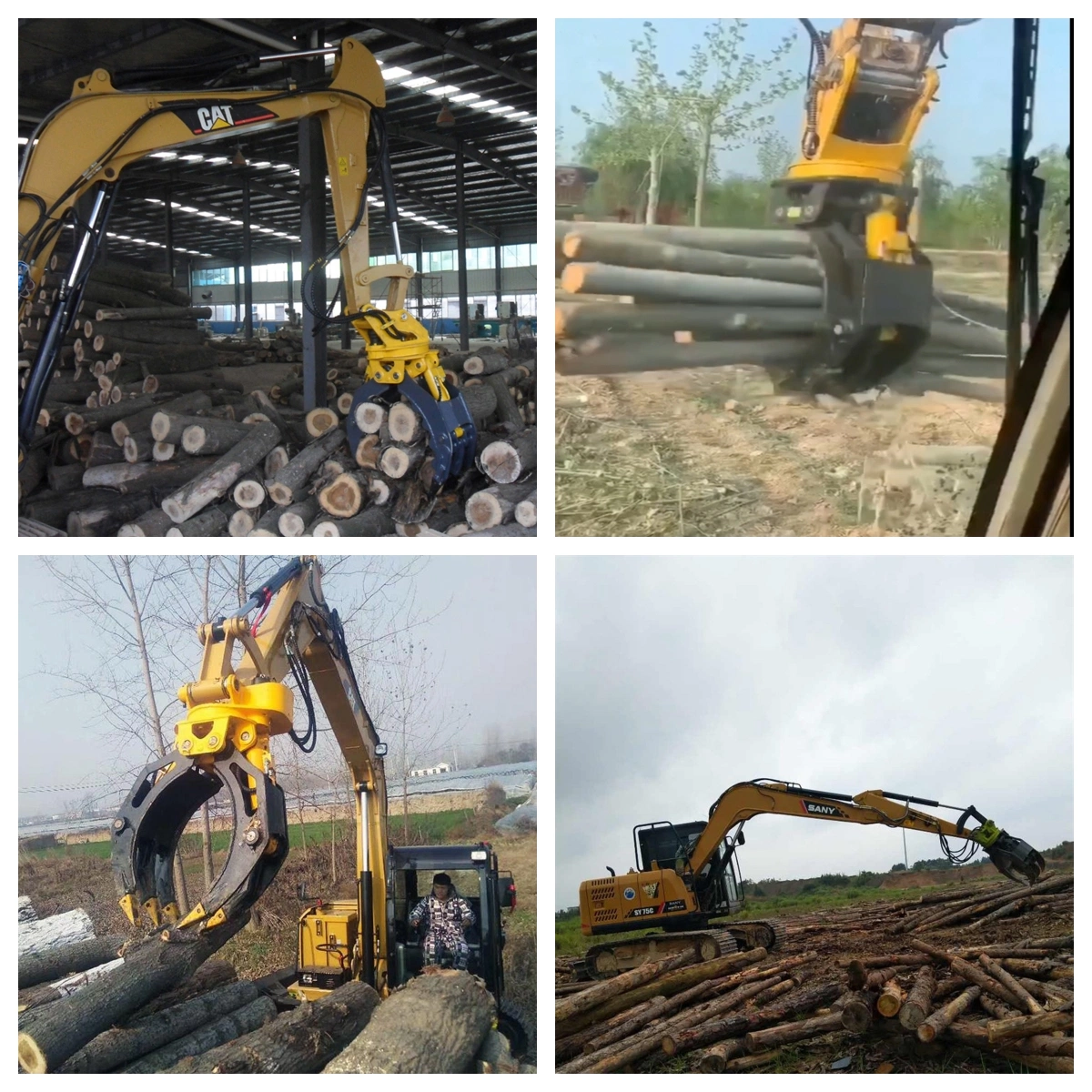 Pinzas de troncos de excavadora tenazas de madera hidráulica de excavadora