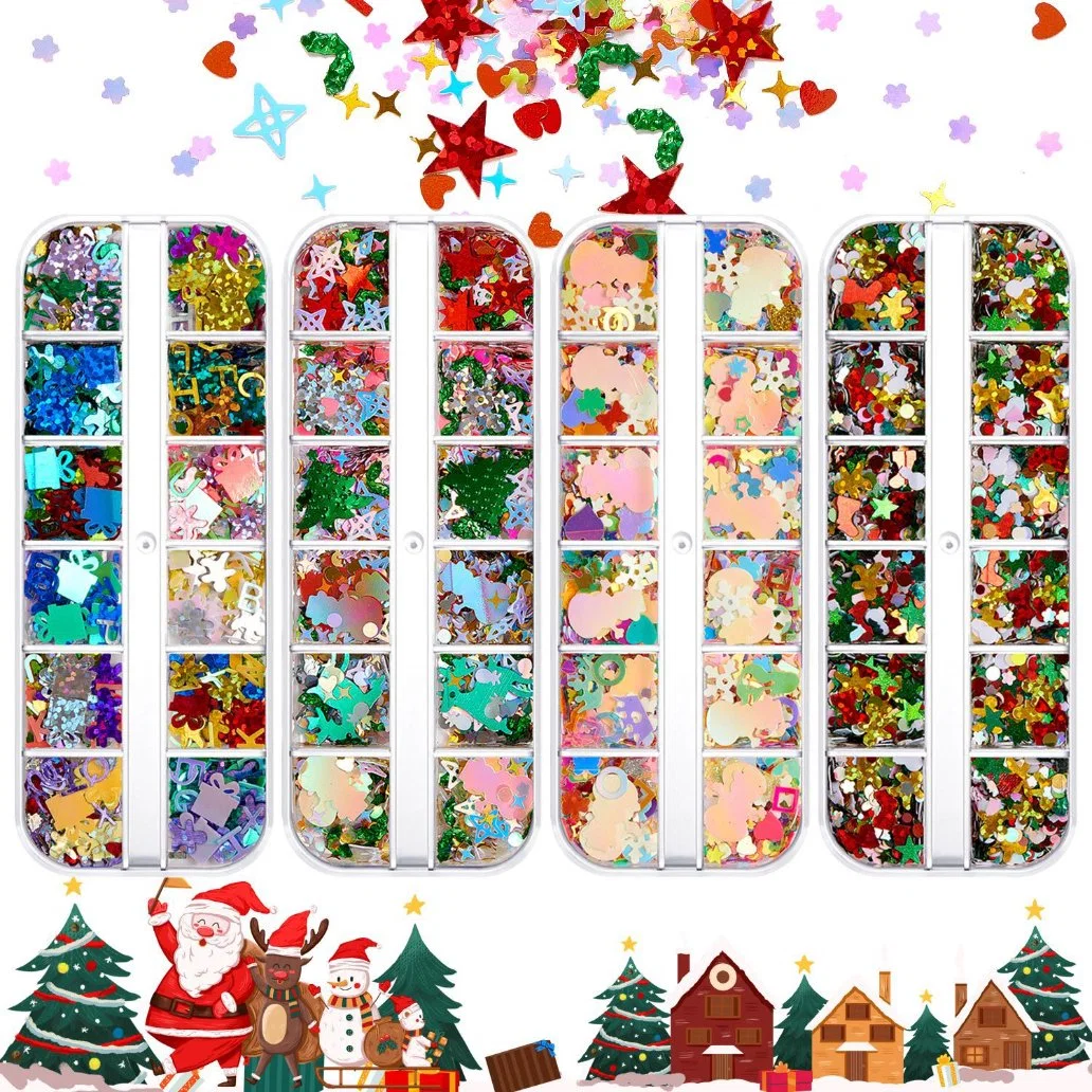 Christmas Nail Accessories Mix Sequins Glitter Powder Winter Fashion Paper Confettinail