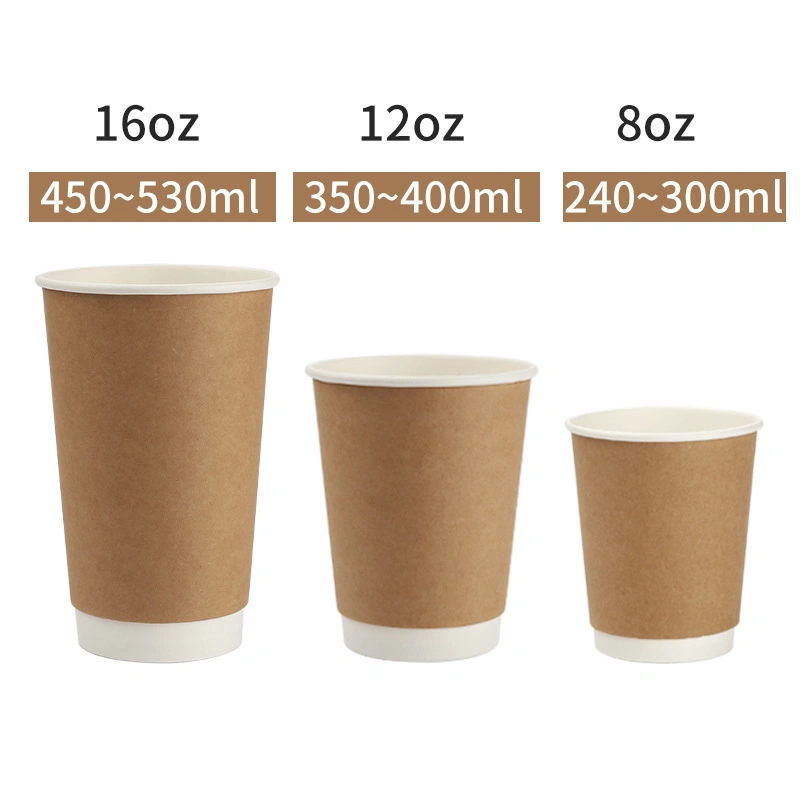 Biodegradable PLA 8oz/12oz/16oz/20oz/24oz Custom Disposable Coffee Paper Cups for Hot Beverage Hot Coffee Hot Drink with Lid