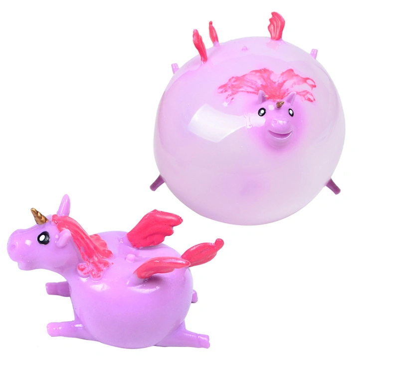 TPR Blowing Inflatable Unicorn Balloon Squishy Anti Stress Ball Relief Toys for Kids