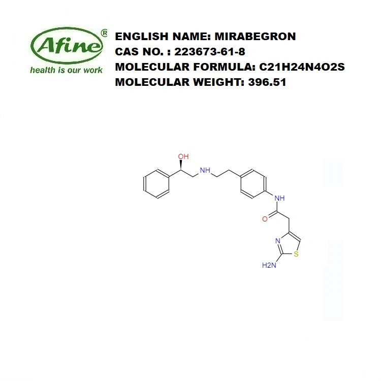 CAS 223673-61-8 Mirabegron / Mirabegron (YM 178) / Ym 178 / 2-Amino-N-[4-[2-[[ (2R) -2-Hydroxy-2-Phenyl-Ethyl]Amino]-Ethyl]Phenyl]-4-Thiazoleacetamide