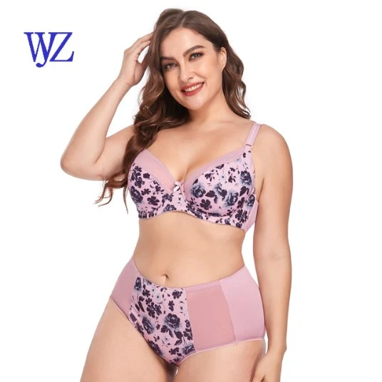 Women Bra & Brief Sexy Panty Push up Bra Comfortable Breathable Printed Lace Underwear Set