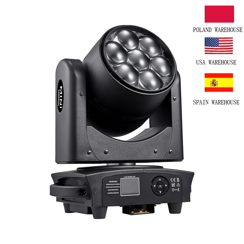 Stock de la UE 7X40W RGBW LED Zoom moviendo la cabeza de la luz de lavado con Artnet