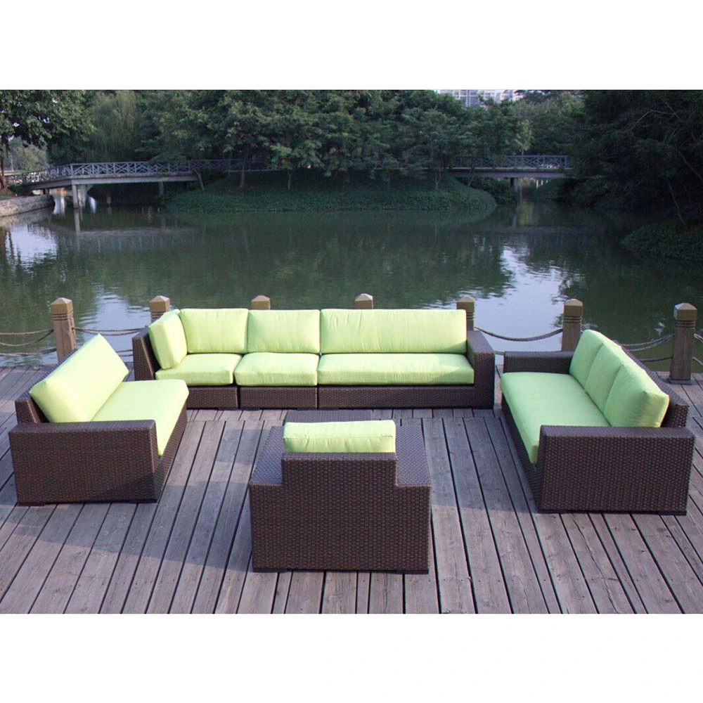 Yellow Waterproof Cushion Casual Outdoor Furniture Modular Sofa Set with Coffee Table