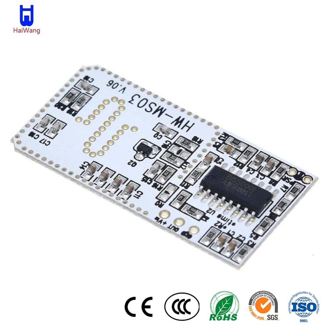 Doppler de microondas Haiwang China proveedores Sensor de alta calidad 3,7 V-24V de CC Rango de entrada Hw-Ms03 PCB Sensor de microondas para el módulo de electrodomésticos inteligentes