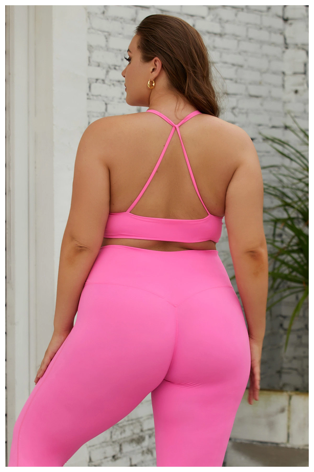 Sutiã de desporto de ioga de utilização com vestuário de ginásio XL 3XL de tamanho Plus Conjunto de 2 calças de treino com ajuste respirável Sportswear para mulher